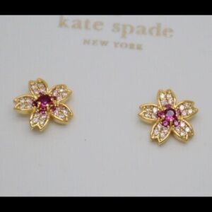 Kate Spade Unique Elegant Flowers Stud Earrings Cut Crystals For Girls